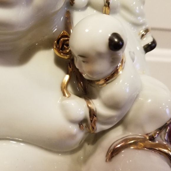 10" Vintage Japanese Kutami Porcelain Hotei Buddha & Children - Picture 3 of 16